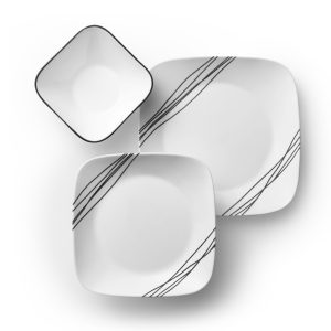 Corelle® Square Simple Sketch 18-piece Dinnerware Set. Service for 6