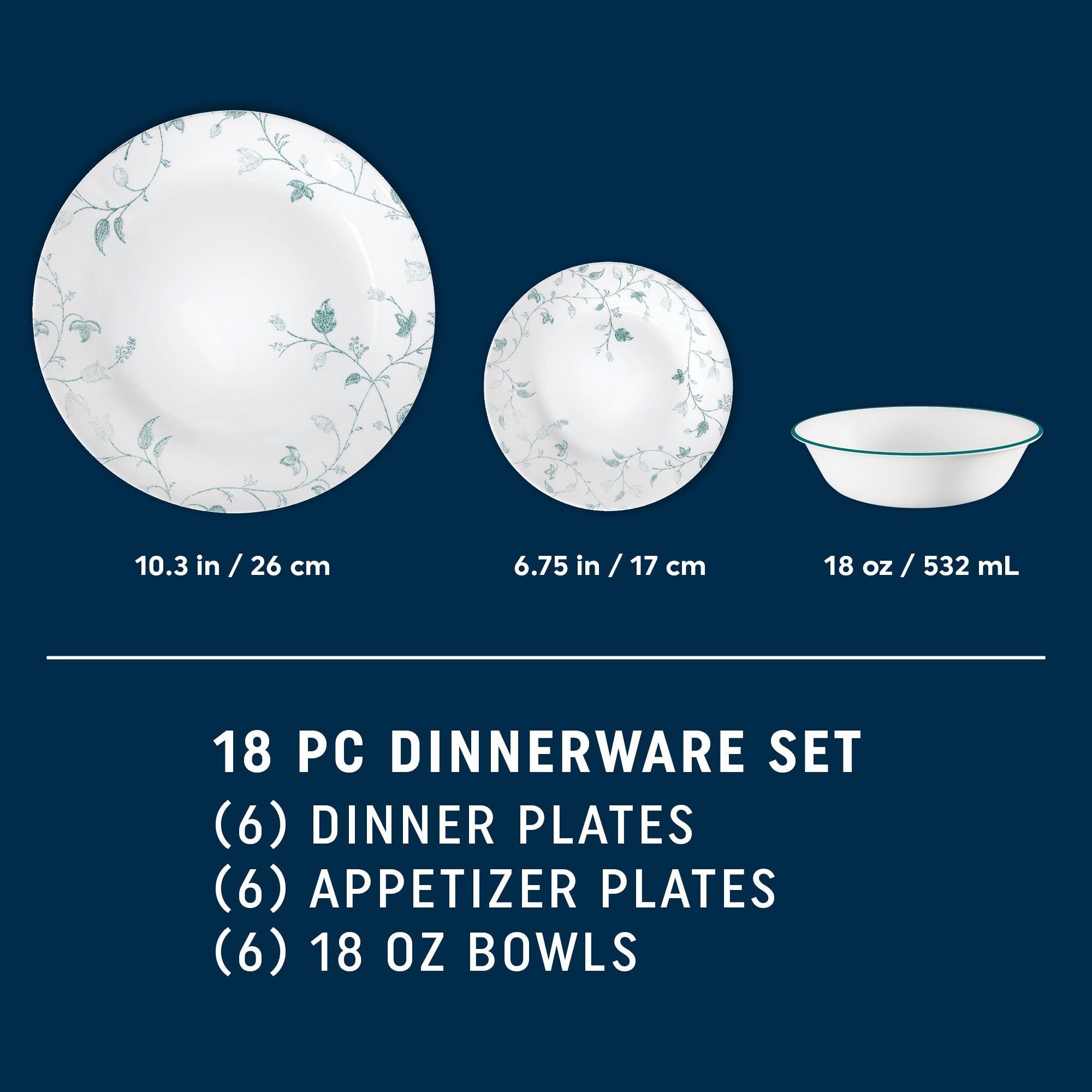 Corelle® Chambord 18-piece Dinnerware Set. Service for 6 - Image 2
